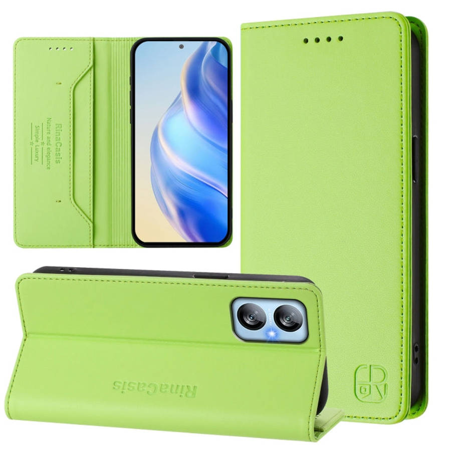 For Blackview A52 / A52 Pro RC01 Dual-Folded Magnetic Suction RFID Leather Phone Case(Grass Green)
