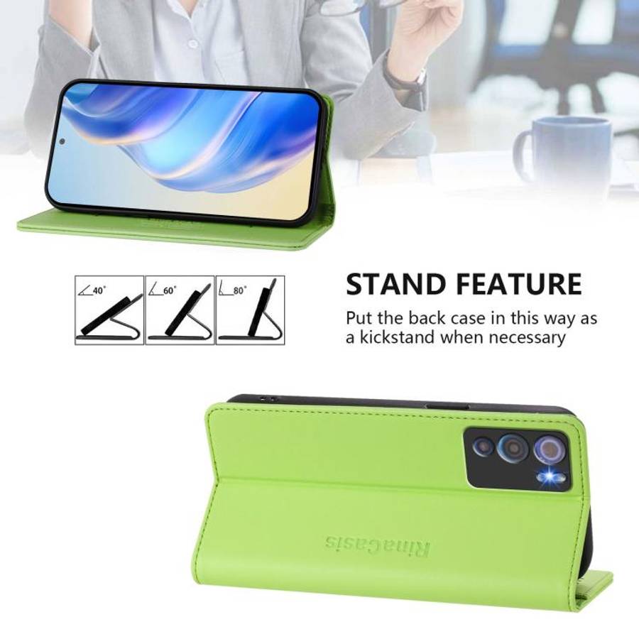 For Doogee N60 Pro RC01 Dual-Folded Magnetic Suction RFID Leather Phone Case(Grass Green)