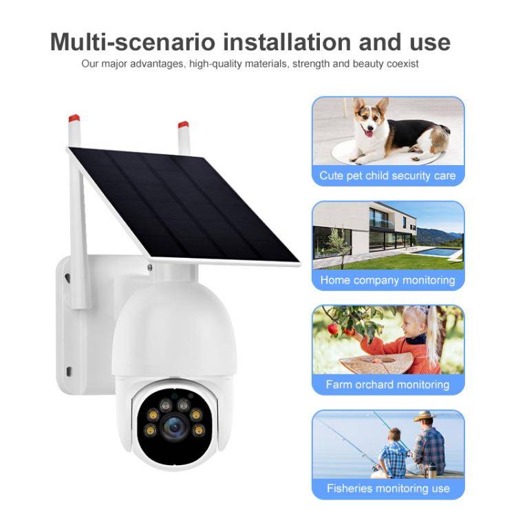 1080P Outdoor Low Power Solar Panel HD WiFi Surveillance Camera, with Battery(White)