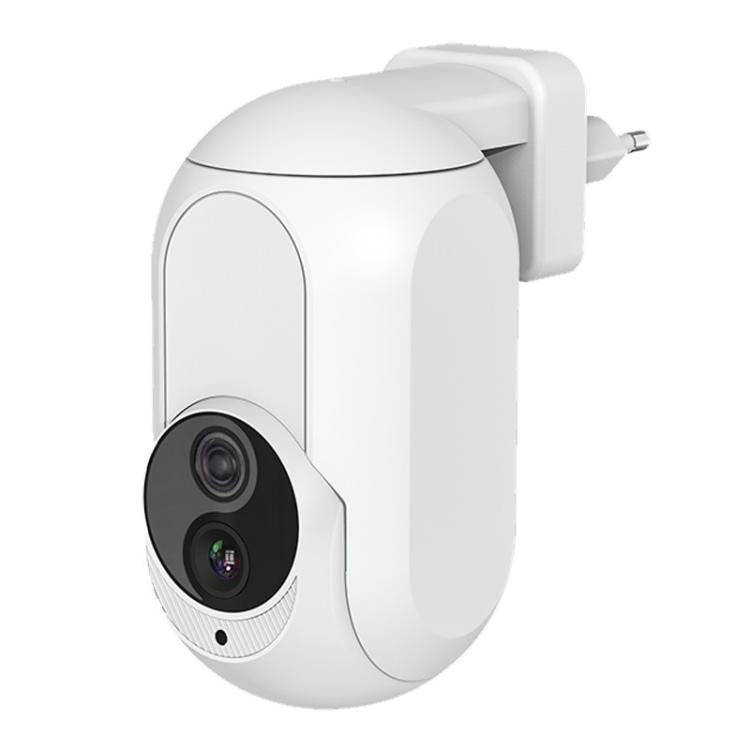 Home Socket Type WiFi Surveillance Camera Support Night Vision & Two-way Intercom, EU Plug(White)