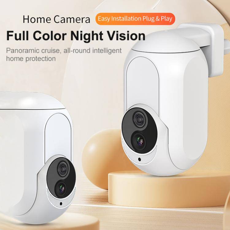 Home Socket Type WiFi Surveillance Camera Support Night Vision & Two-way Intercom, EU Plug(White)