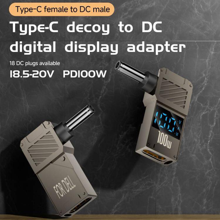100W Computer Charging Digital Display Adapter, Specification:Type-C to DC6.0x0.6mm