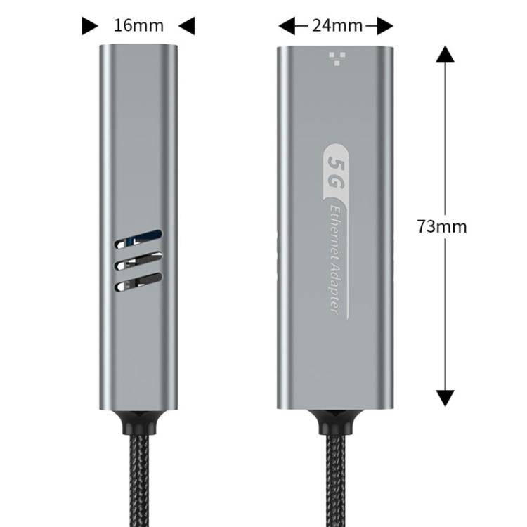 USB-C / Type-C and USB3.0 to RJ45 5G Gigabit Wired Ethernet Network Adapter(Grey)