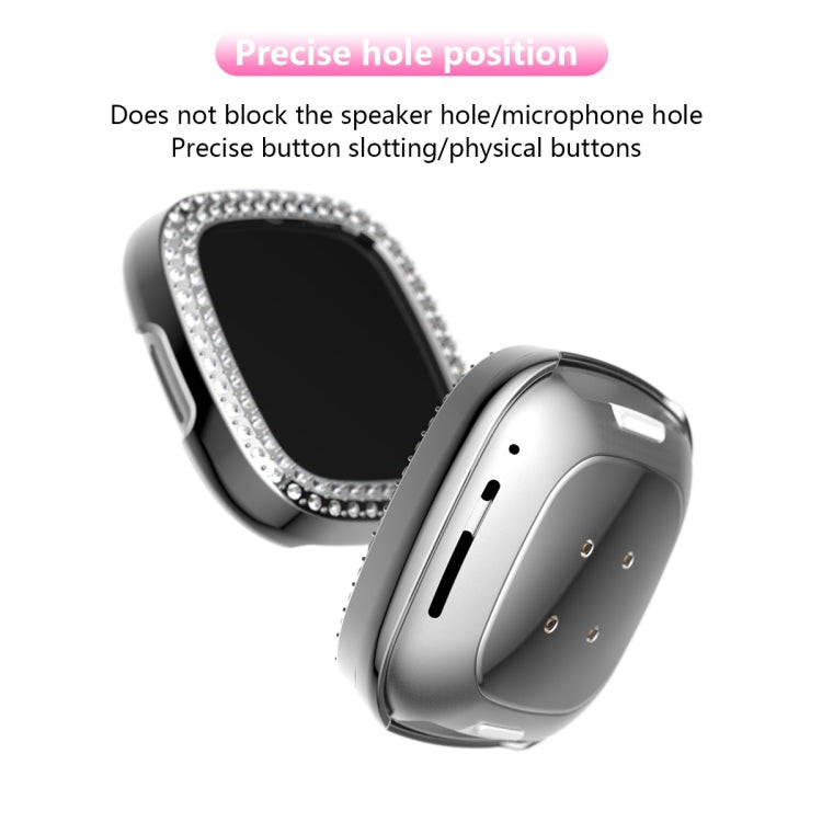 For Fitbit Versa 3 / Versa Sense Double Row Plating Diamonds PC Protective Case(Gray)