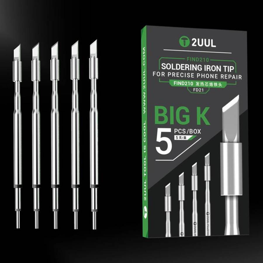2uul 5 in 1 FD21 Big-K Soldering Iron Tips for Most C210 Soldering Station