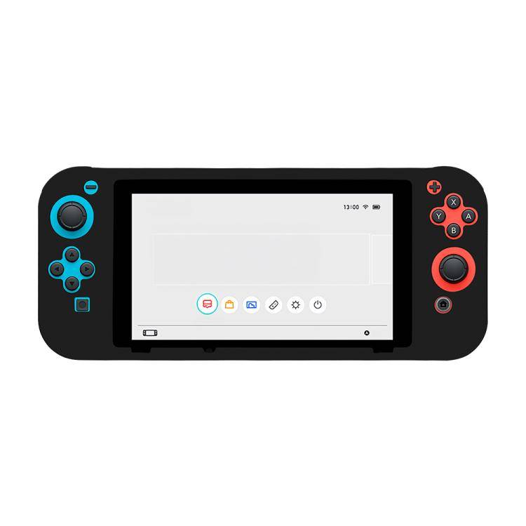 For Nintendo Switch Game Console Solid Color Silicone Full Protective Case(Black)
