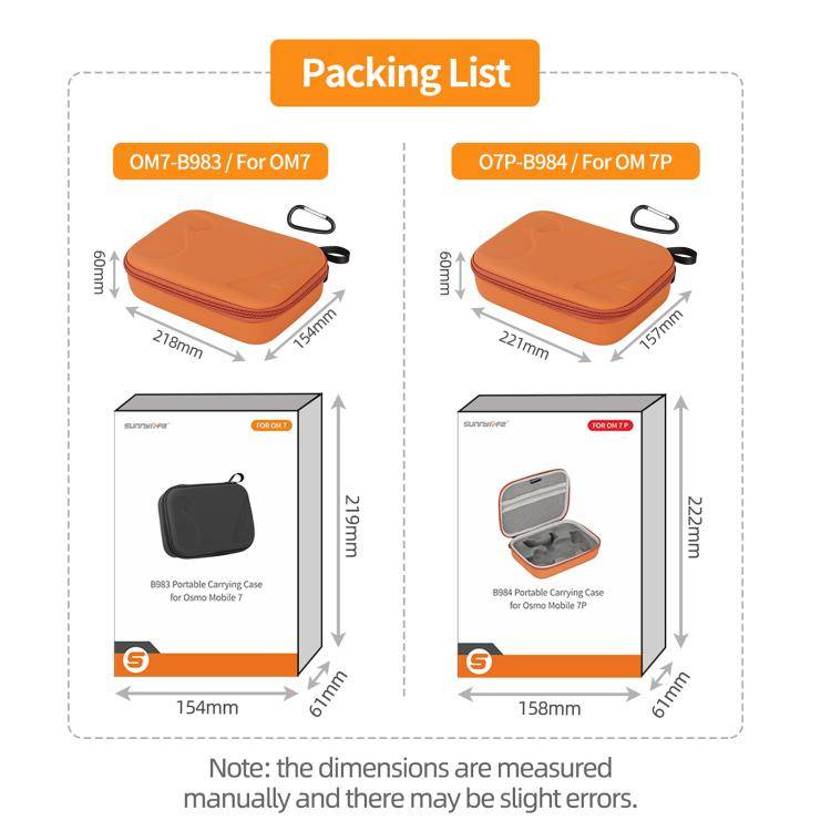 For DJI Osmo Mobile 7 Sunnylife Portable Carrying Case Mini Bag Handbag(Orange)