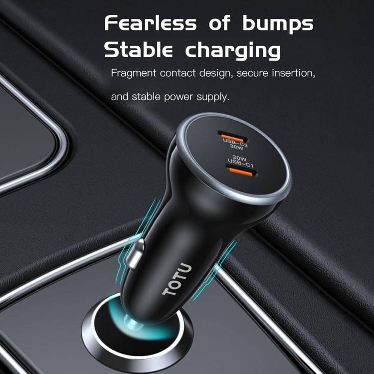 TOTU CC-5 65W USB-A and USB-C / Type-C Dual Ports Fast Charging Car Charger(Black)