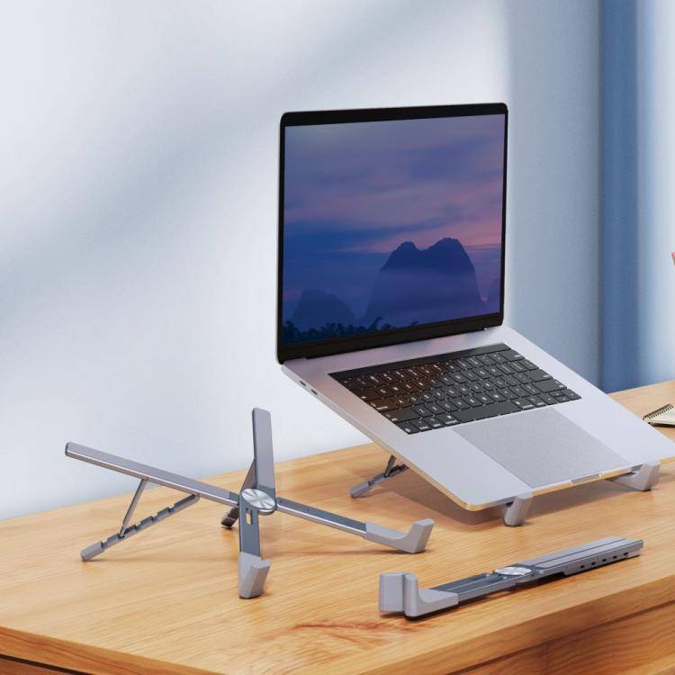 LS-001 Portable Folding Laptop Heightening Heat Dissipation Holder(Grey)