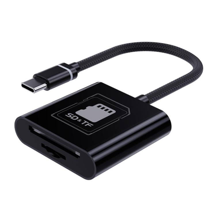 2 in 1 SD + TF Card Slot Reader, Interface:Type-C(Black)