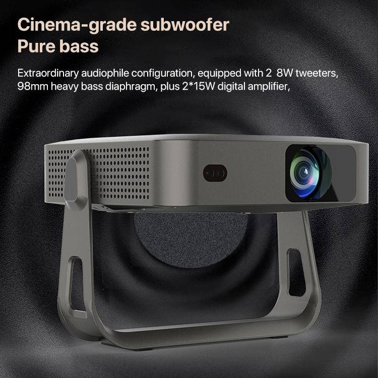 R1 1920x1280P 600ANSI Android 12.0 Smart Mini Portable Projector, Plug:UK Plug(Black)
