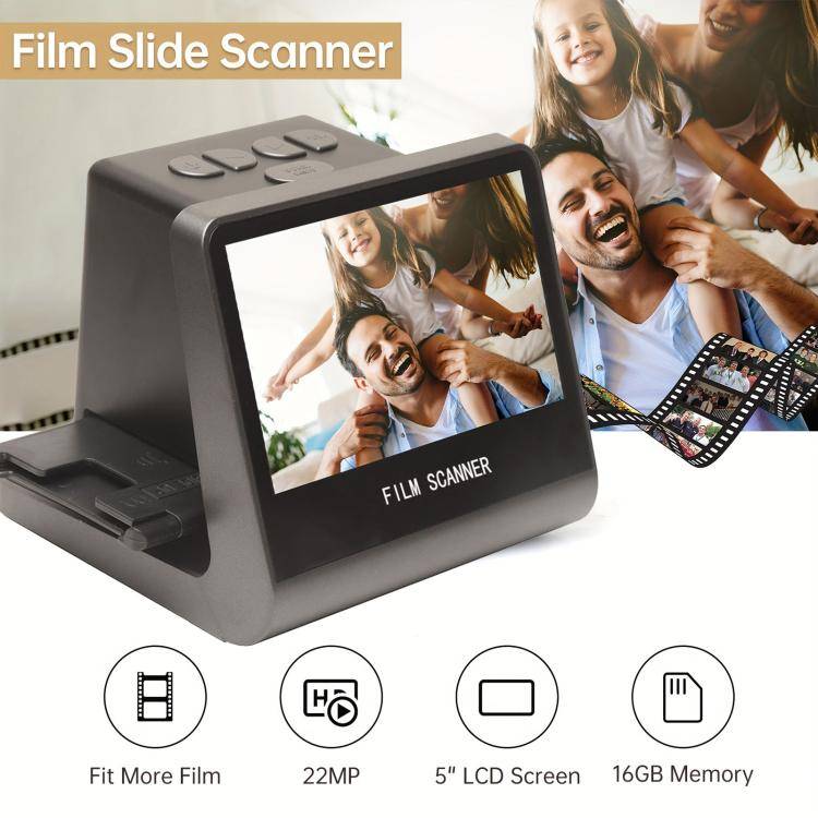 Tonivent TON170 14 Mega Pixels 5 inch HD Screen Film Scanner, Plug:UK Plug(Black)