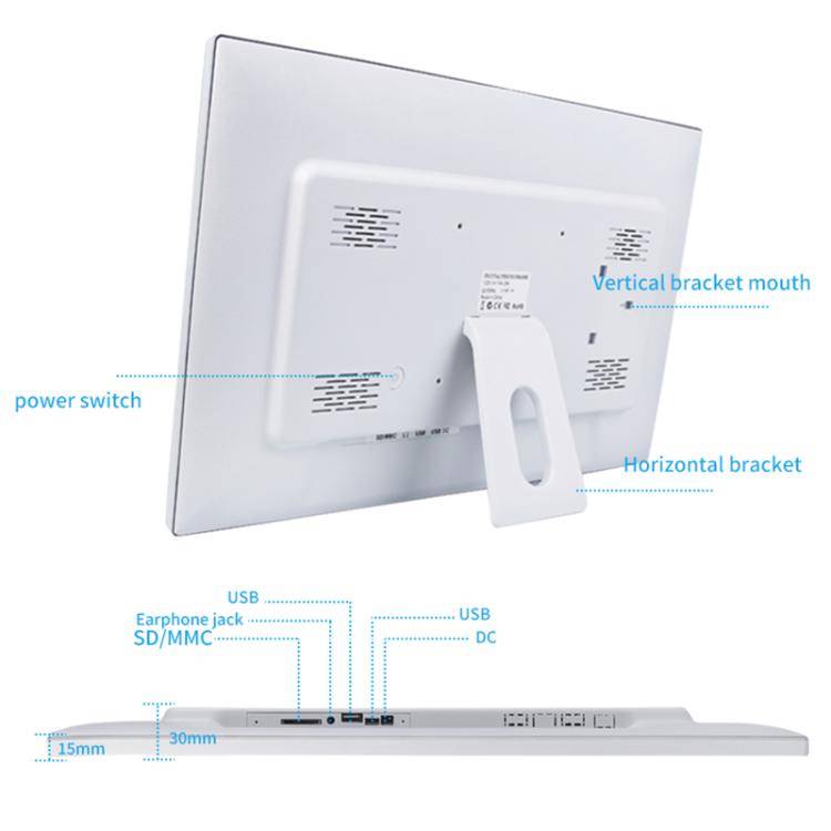 21.5 inch LCD Display Cloud Photo Frame 1G+32GB 3326C Quad-Core CPU Android 7.0, Plug:AU Plug(White)
