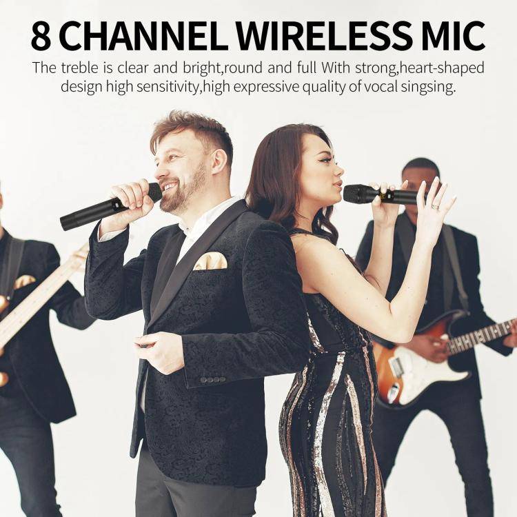 YT8 Wireless 8 Channel UHF Handheld Microphone for Stage Show 8 Handheld Microphones