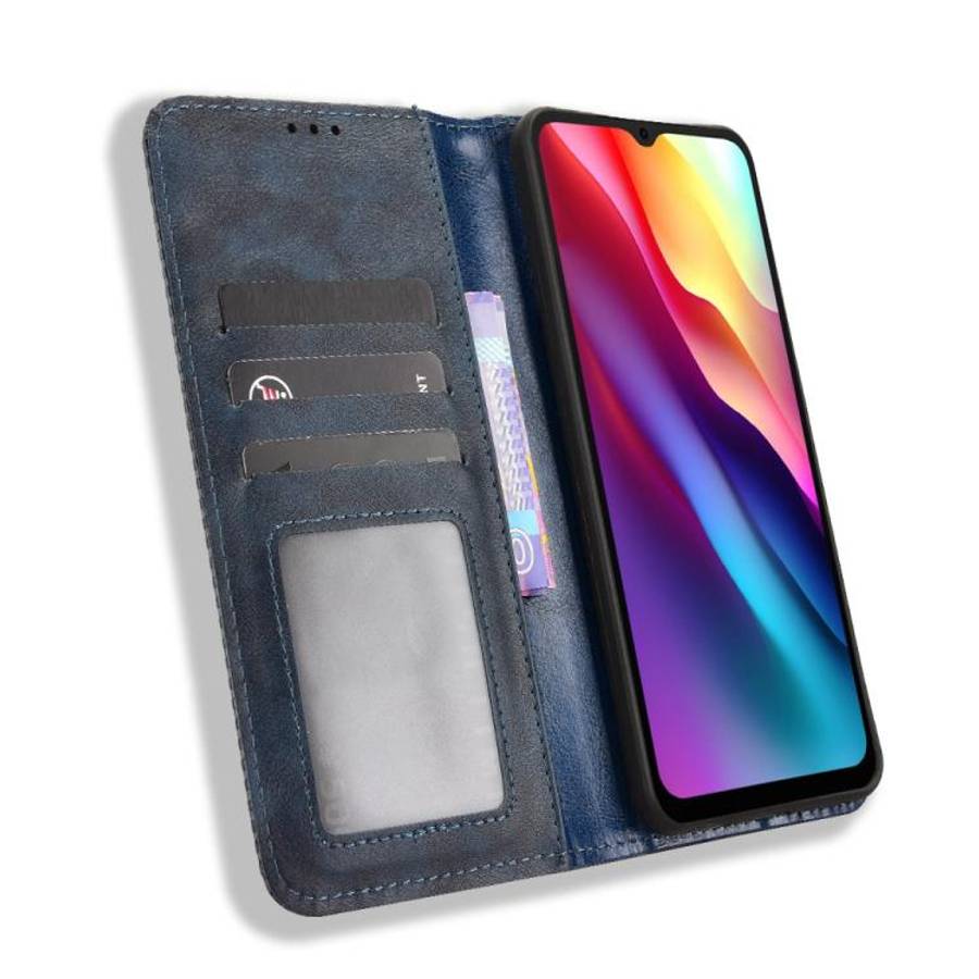 For Doogee Note 56 / Note 56 Pro Magnetic Buckle Retro Texture Leather Phone Case(Blue)