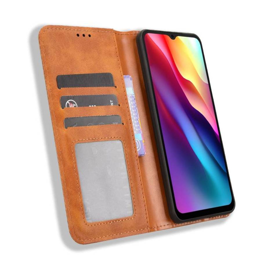 For Doogee Note 56 / Note 56 Pro Magnetic Buckle Retro Texture Leather Phone Case(Brown)