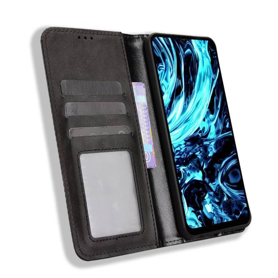 For Doogee Note 56X / Note 56X Pro Magnetic Buckle Retro Texture Leather Phone Case(Black)