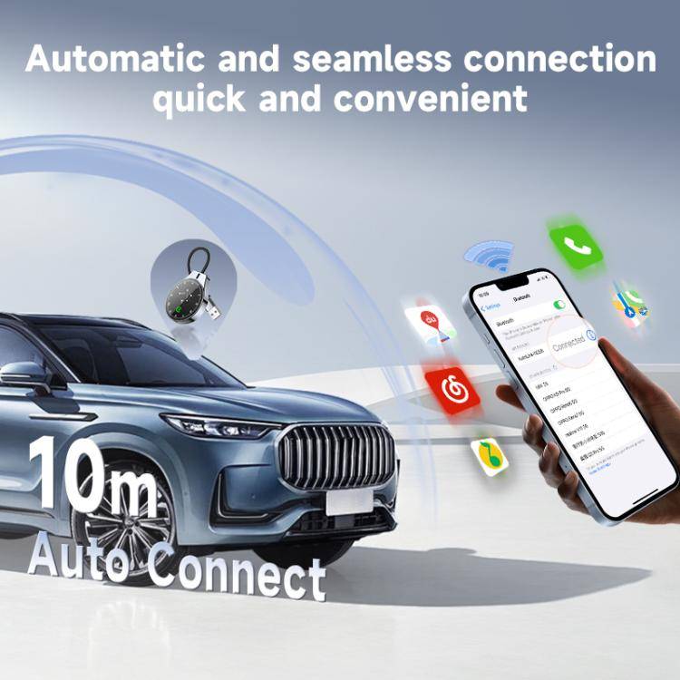 USB Wired to Wireless Car CarPlay Box Adapter, with Type-C Adapter(Black)