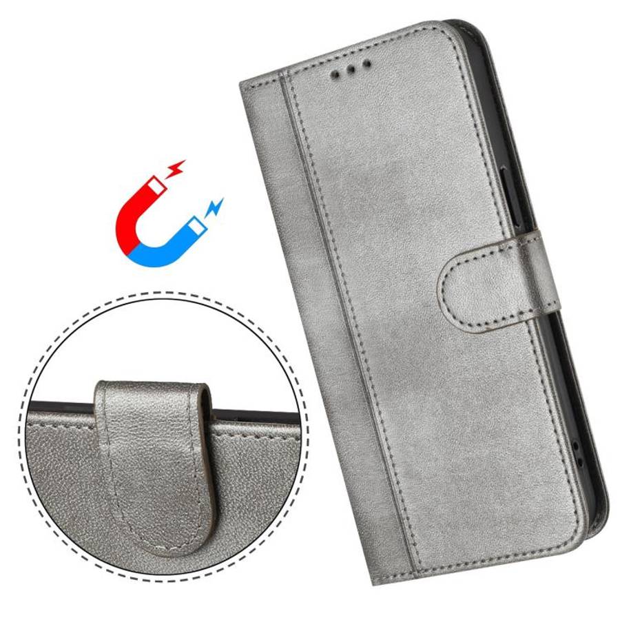 For Motorola Moto E14 4G / G24 4G Line Splicing Buckle Retro Leather Phone Case(Grey)