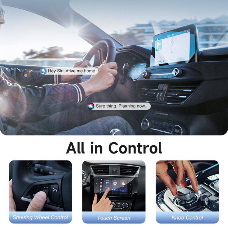 2 in 1 USB Wired to Wireless Car CarPlay / Android Box Adapter, with USB and Type-C Cable(Black)