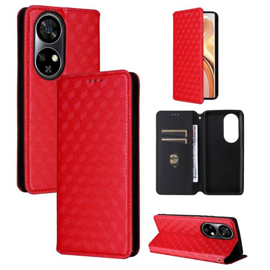 For Ulefone Note 17 Pro Cubic Grid Texture Flip Leather Phone Case(Red)