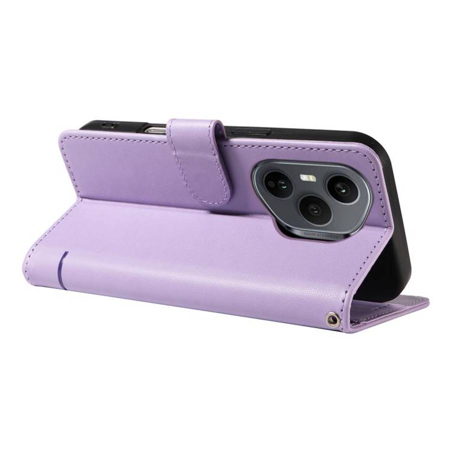 For Honor 400 Pro Global 160.8mm Adorable Cat Embossed Pattern Flip Leather Phone Case(Purple)
