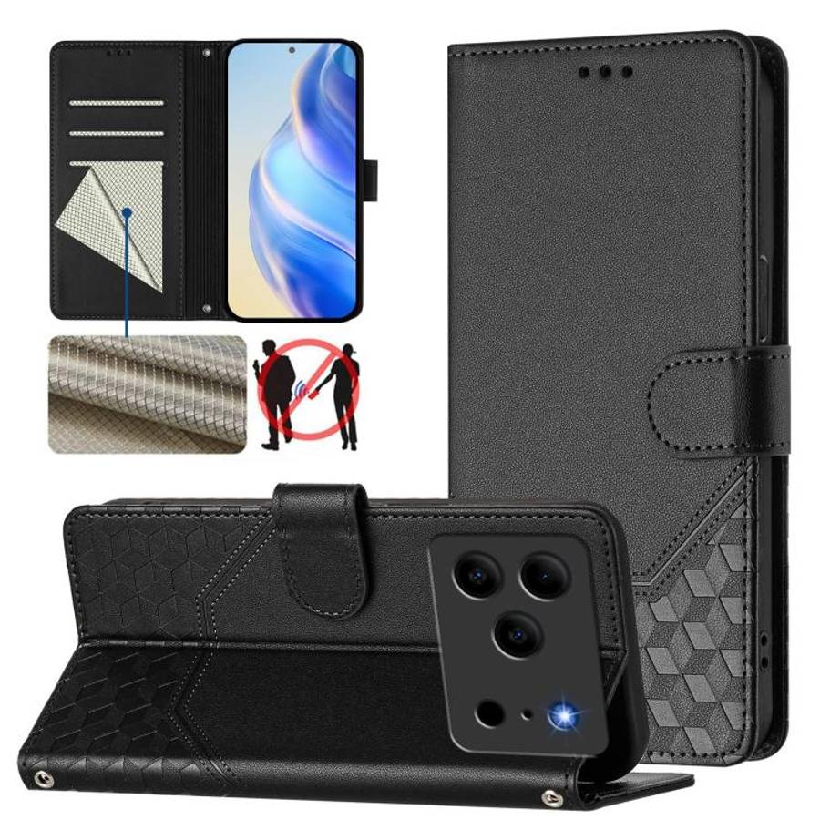 For Doogee Note 56 / Note 56 Pro Honeycomb Embossing RFID Leather Phone Case(Black)