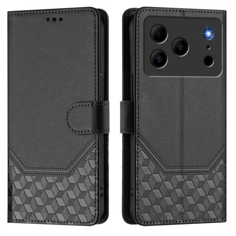 For Doogee Note 56 / Note 56 Pro Honeycomb Embossing RFID Leather Phone Case(Black)