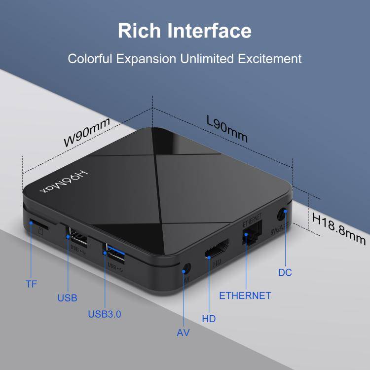 H96Max 4K UHD Android 14 Smart TV Box with Remote Control, RK3518 Quad-Core 1GB+8GB(UK Plug)