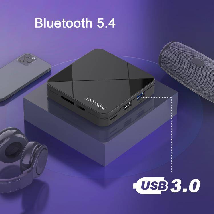 H96Max 4K UHD Android 14 Smart TV Box with Remote Control, RK3518 Quad-Core 2GB+8GB(EU Plug)
