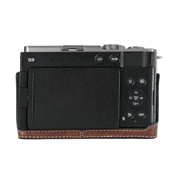 For Panasonic LUMIX S9 Litchi Texture PU Leather Camera Half Case Base(Coffee)
