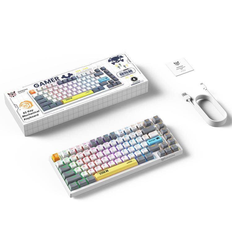 ONIKUMA G58 82-Keys Hot-Swappable Mechanical Gaming Keyboard(White)