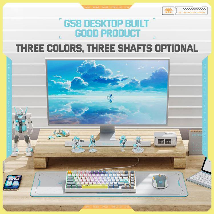 ONIKUMA G58 82-Keys Hot-Swappable Mechanical Gaming Keyboard(White)