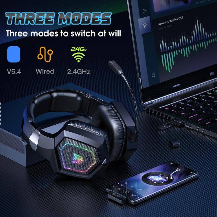 ONIKUMA GT806 Tri-mode Bluetooth 2.4G Wired E-sports Game Headset(Black)