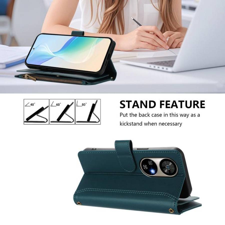 For Ulefone Note 17 Pro Magnetic Closure 9 Card Slots Zipper Leather Case with Hand Strap(Dark Gr...