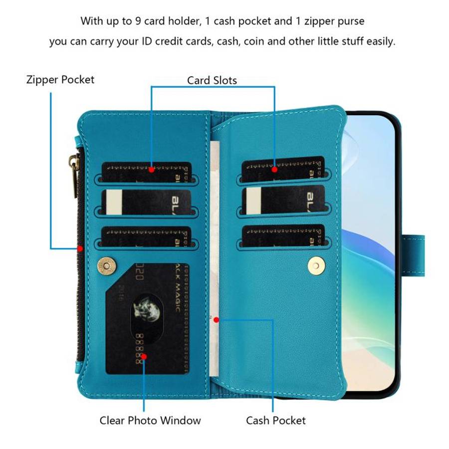 For Ulefone Note 18 Ultra / Note 18 Pro Magnetic Closure 9 Card Slots Zipper Leather Case with Ha...