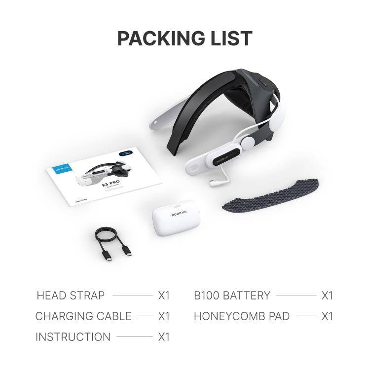 BOBOVR E3 Pro For Quest 3S / 3 VR Head Strap with B100 Battery Cell