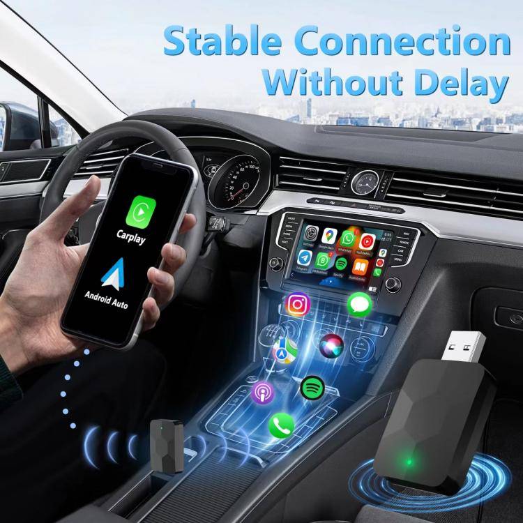 2 in 1 USB Wired to Wireless Car CarPlay / Android Auto Box Adapter(Black)