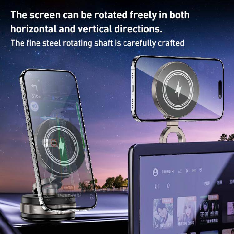 D1W 15W Rotatable Foldable Car Wireless Charging Magnetic Holder(Tarnish)
