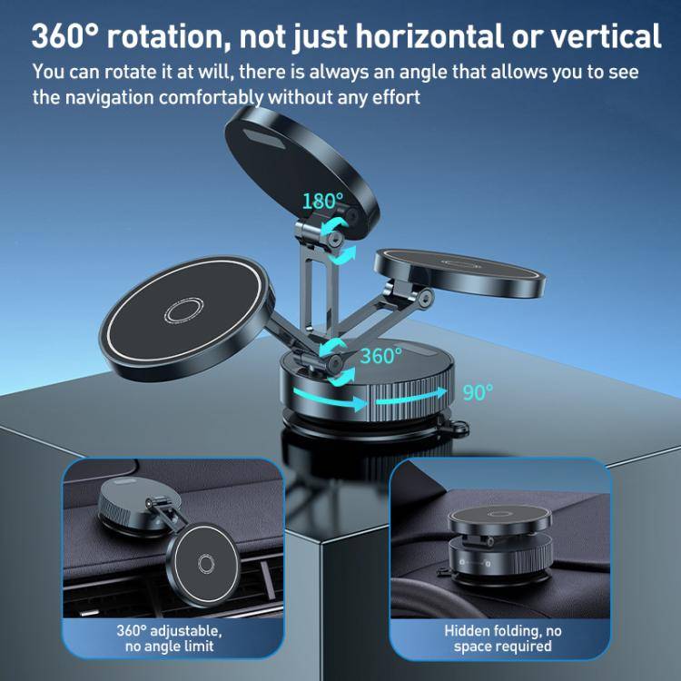 Q11 Vacuum Adsorption Foldable Magnetic Car Holder(Black)