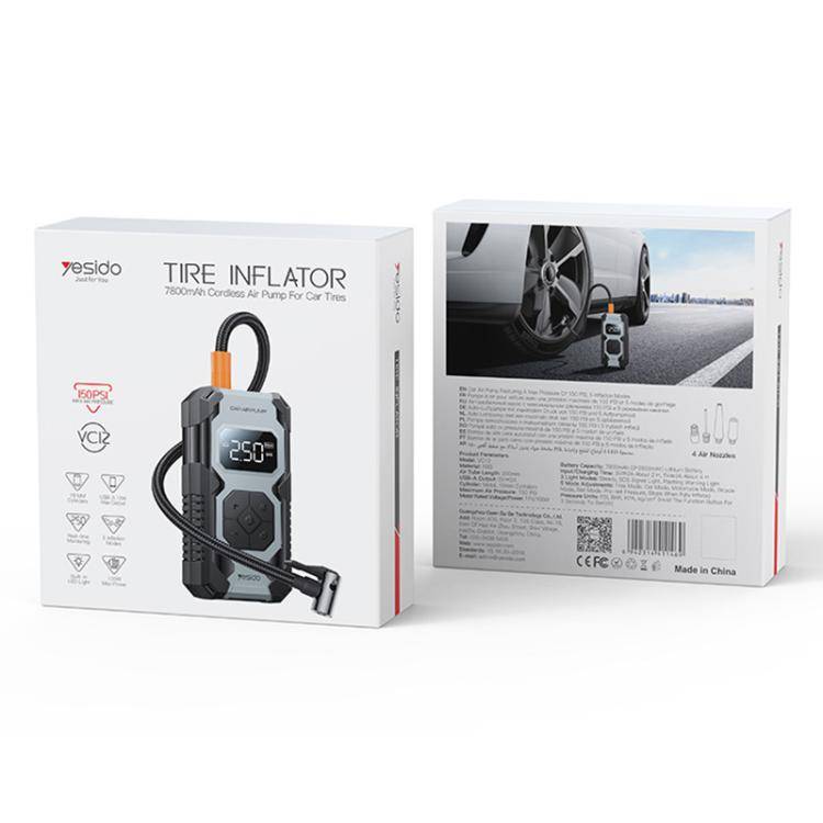 Yesido VC12 7800mAh Multi-function Car Air Pump Car Tires Cordless Tire Inflator(Black)