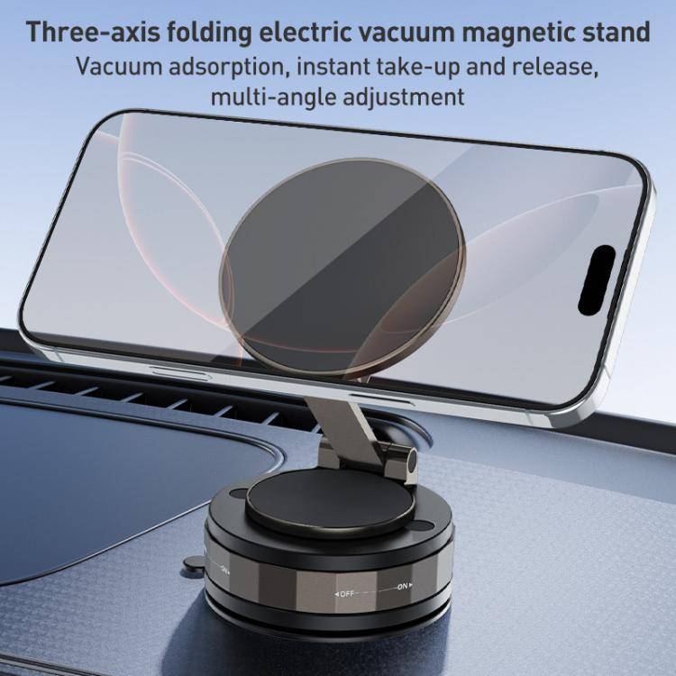 CC-T30-2 Vacuum Adsorption Rotating Magnetic Car Phone Holder(Black)