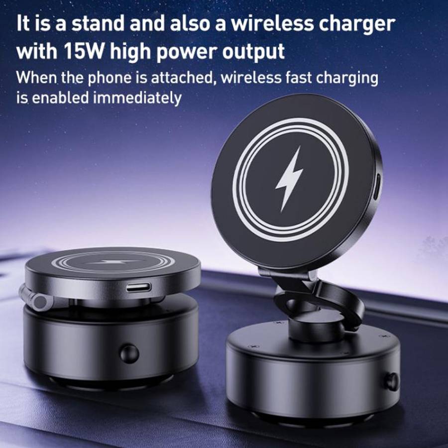 D1 15W Electric Vacuum Adsorption Car Wireless Charging Phone Holder(Black)