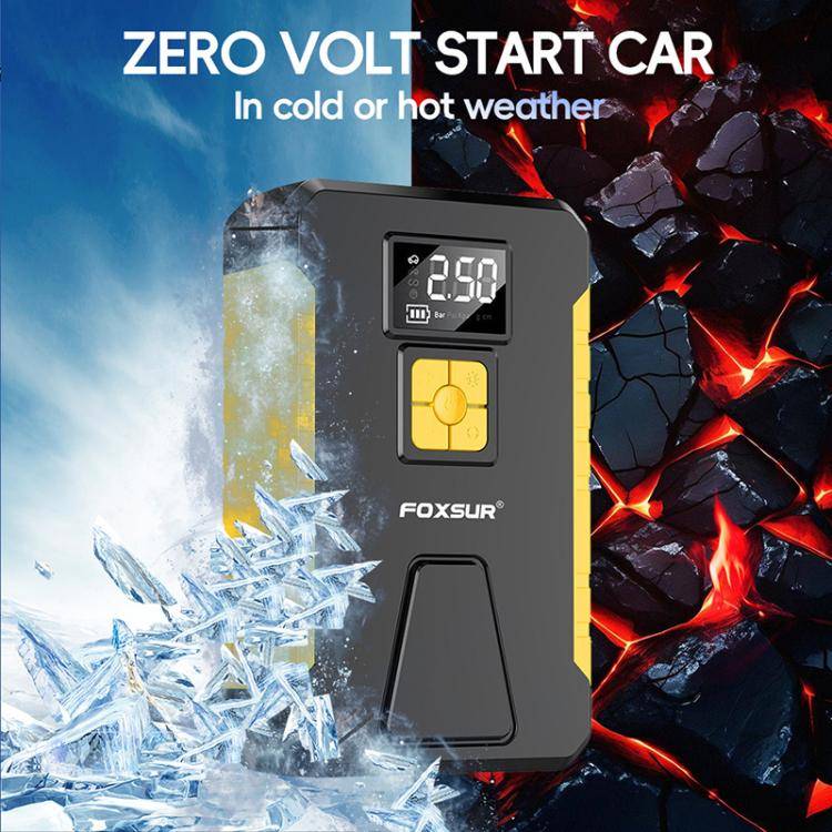 FOXSUR Car Emergency Starter Power Supply Multi-function Portable Car Air Pump(Yellow)
