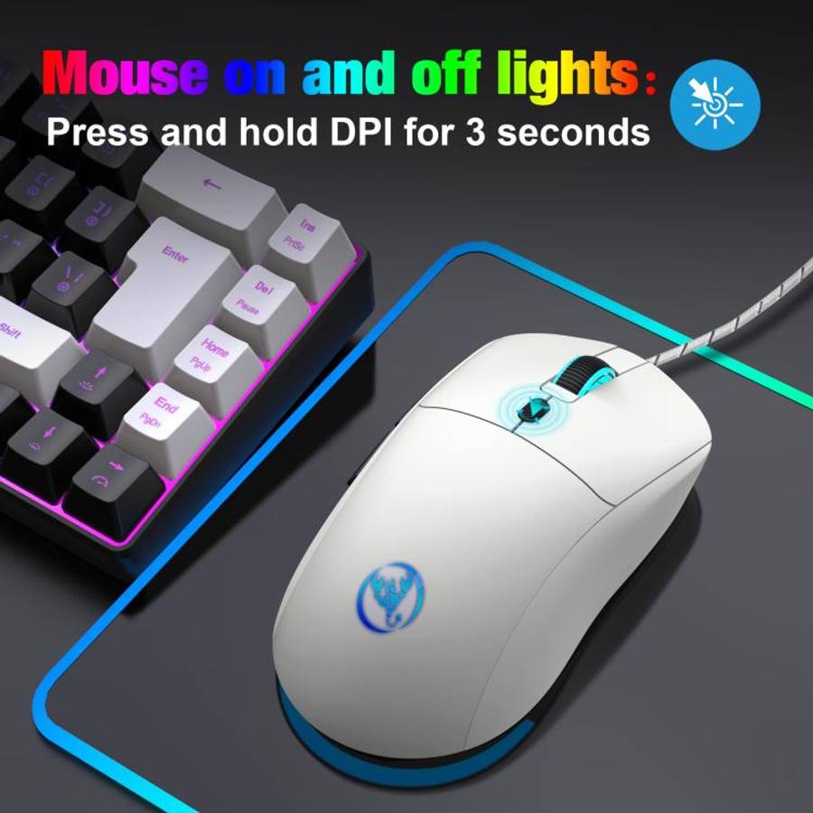 HXSJ X200 3600DPI Colorful Luminous Wired Mouse, Cable Length: 1.5m(Black)