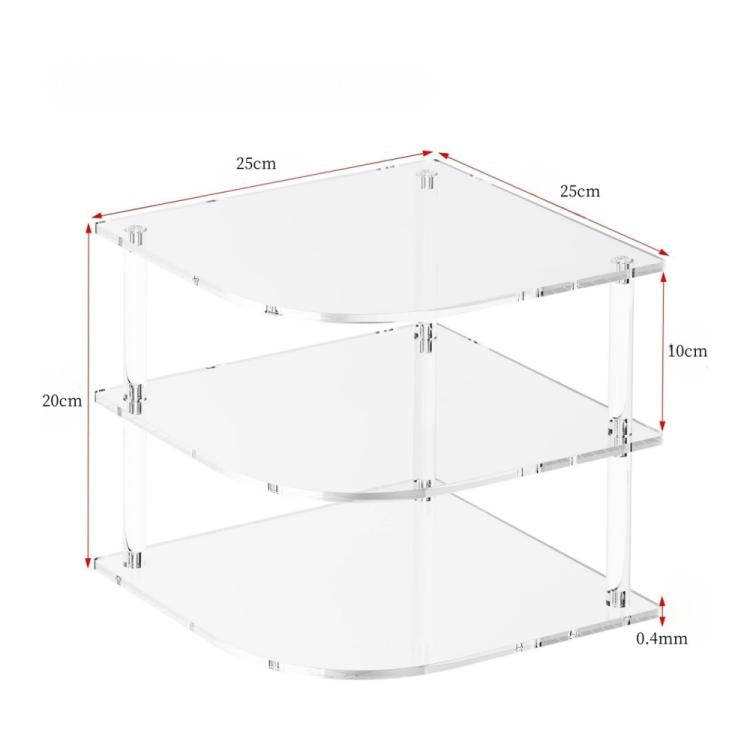 YX165 Acrylic 3 Tier Corner Plates and Bowls Organizer Shelf(Transparent)