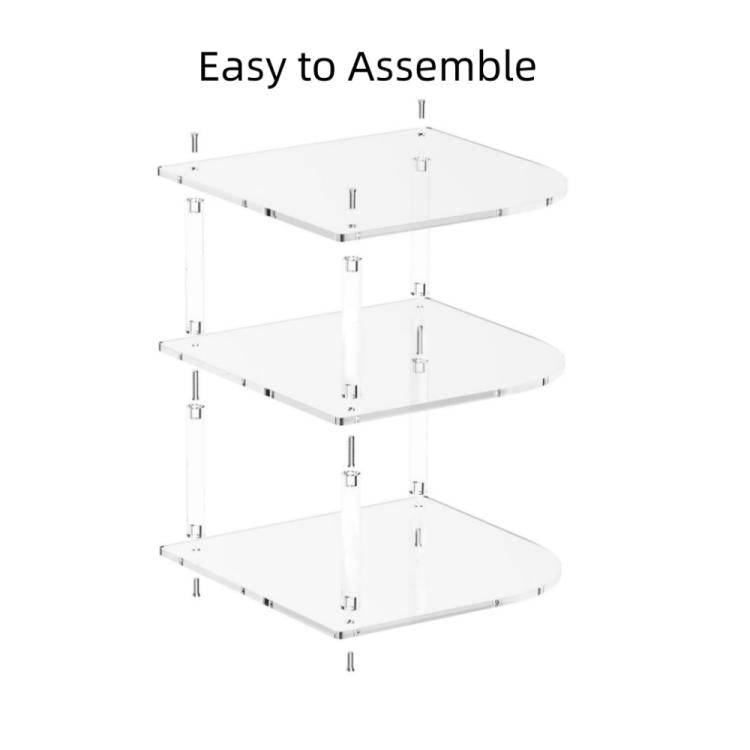 YX165 Acrylic 3 Tier Corner Plates and Bowls Organizer Shelf(Transparent)