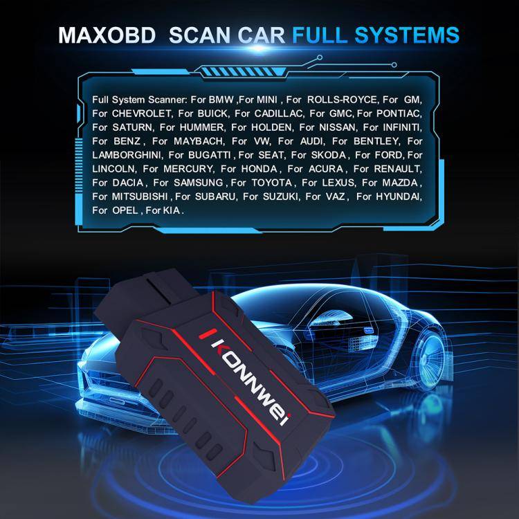 KONNWEI MAXOBD Full Car System Scanner OBD2 Diagnostic Tool Code Read(Black)