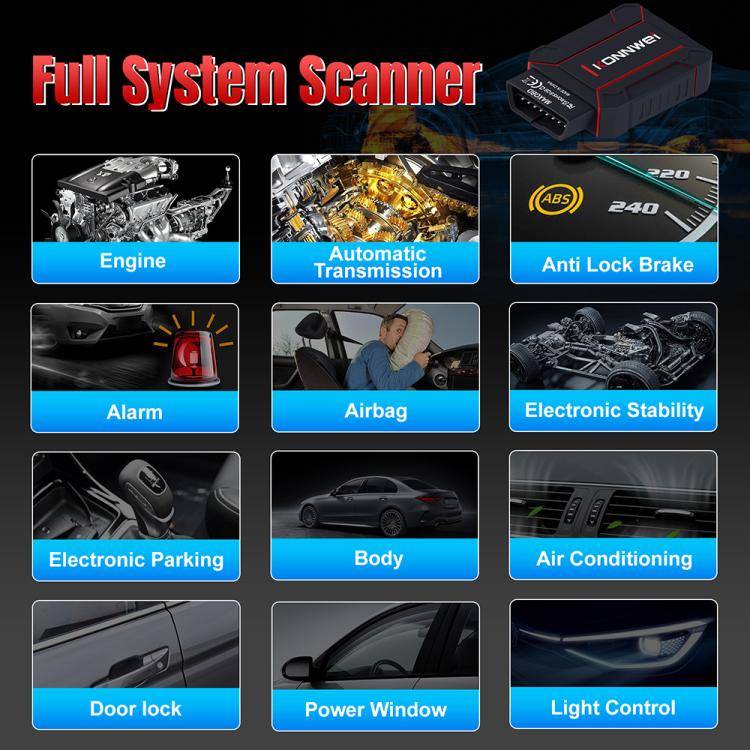 KONNWEI MAXOBD Full Car System Scanner OBD2 Diagnostic Tool Code Read(Black)