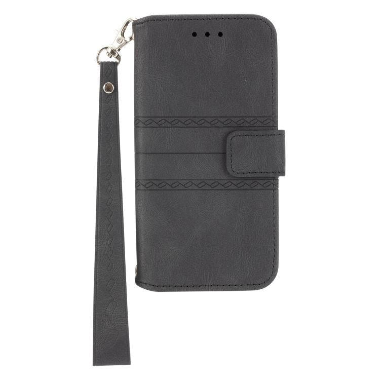 For Huawei Pura 80 Pro 5G / 80 Pro+ 5G Embossed Stripes Skin Feel Leather Phone Case(Black)